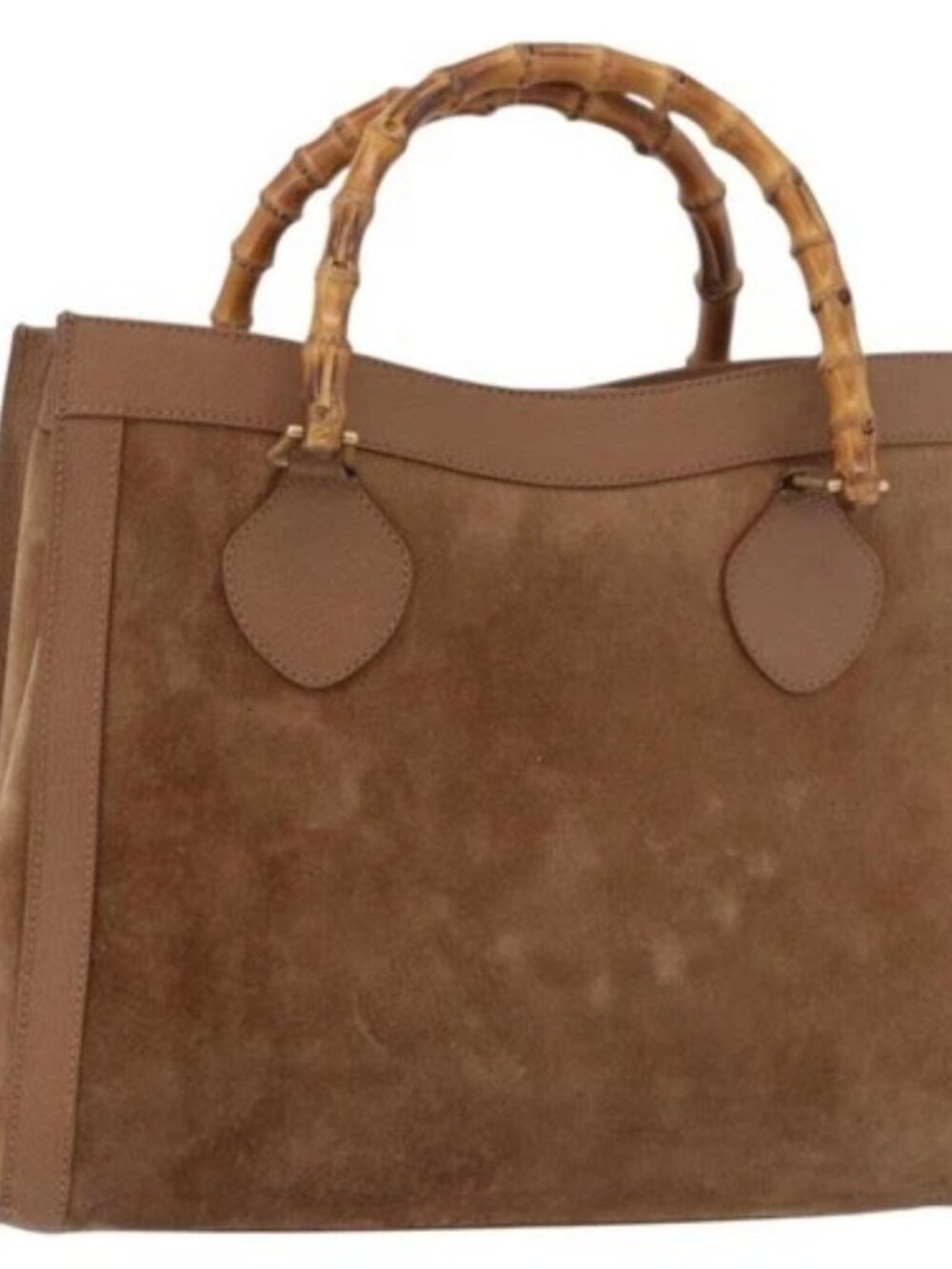 GUCCI Bamboo Hand Bag Suede Brown Gold 002 123 0250 Auth ep14957